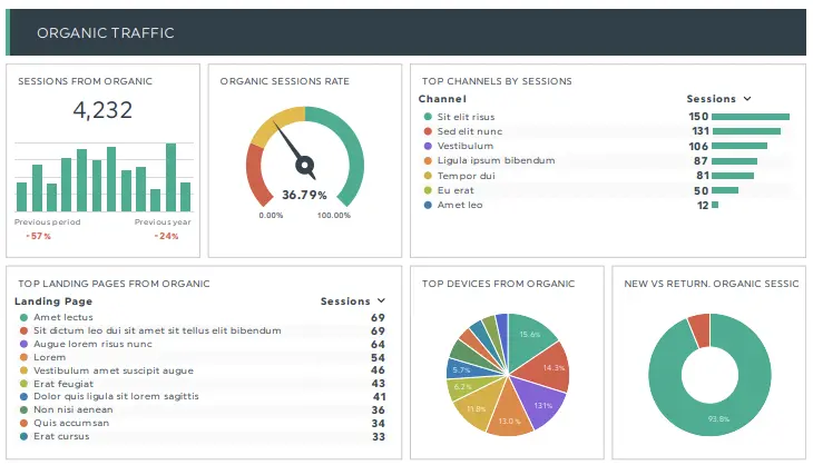 full report of SEO results on website searches and clicks