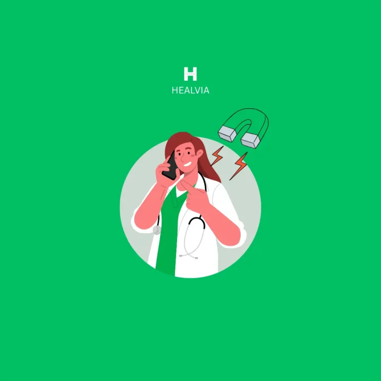 Illustration of a doctor standing under a magnet attracting patients, symbolizing strategies to attract patients to a clinic effectively.